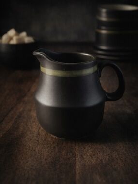 Mikasa Terra Stone Ravenna Creamer Brown Olive Green Band Japan Vintage 4”